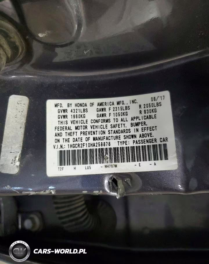 2017 Honda Accord Sport Special Edition VIN:1HGCR2F10HA258878 - 13