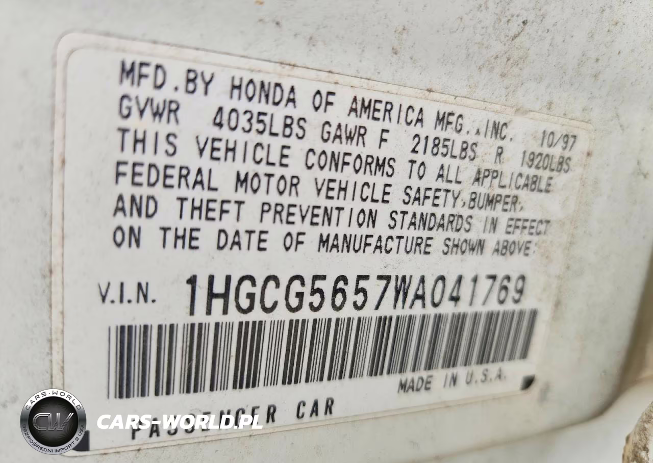 1998 Honda Accord Ex VIN:1HGCG5657WA041769 - 12