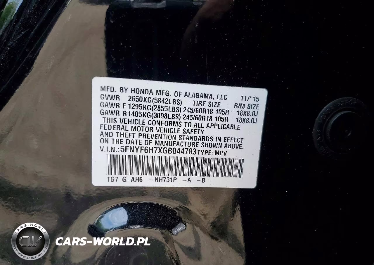 2016 Honda Pilot Exln VIN:5FNYF6H7XGB044783 - 13
