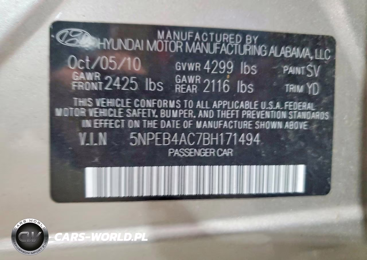 2011 Hyundai Sonata Gls VIN:5NPEB4AC7BH171494 - 12