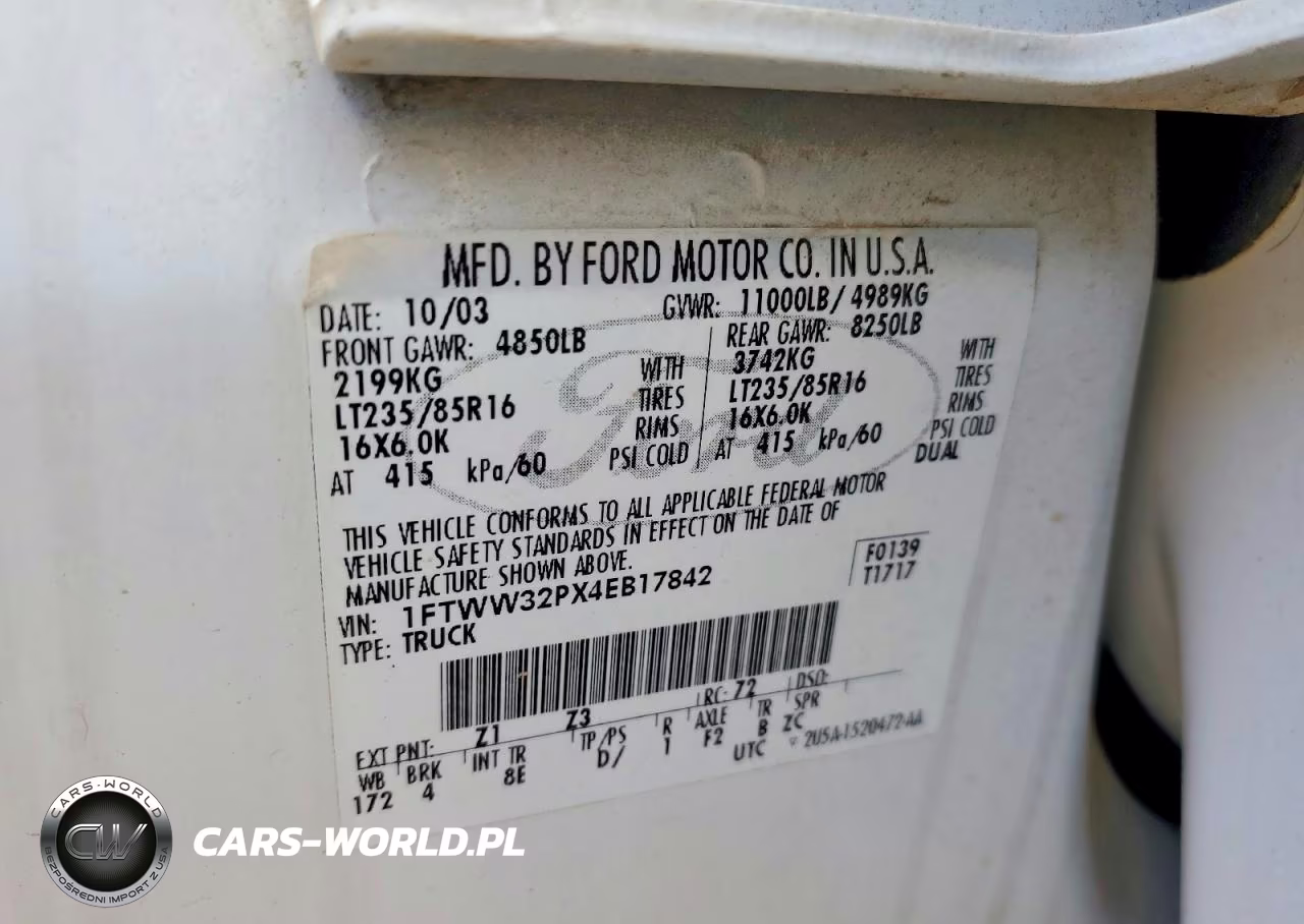 2004 Ford F350 Super Duty VIN:1FTWW32PX4EB17842 - 13