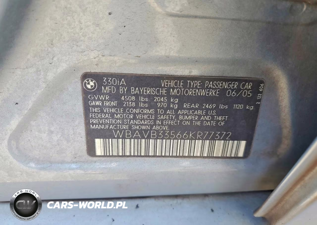 2006 BMW 330 I VIN:WBAVB33566KR77372 - 12
