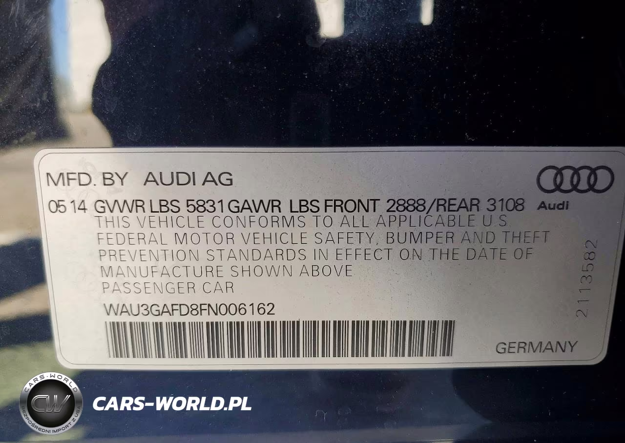 2015 Audi A8 L Quattro VIN:WAU3GAFD8FN006162 - 12