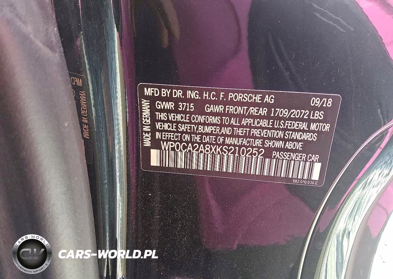 2019 Porsche Boxster Base VIN:WP0CA2A8XKS210252 - 12