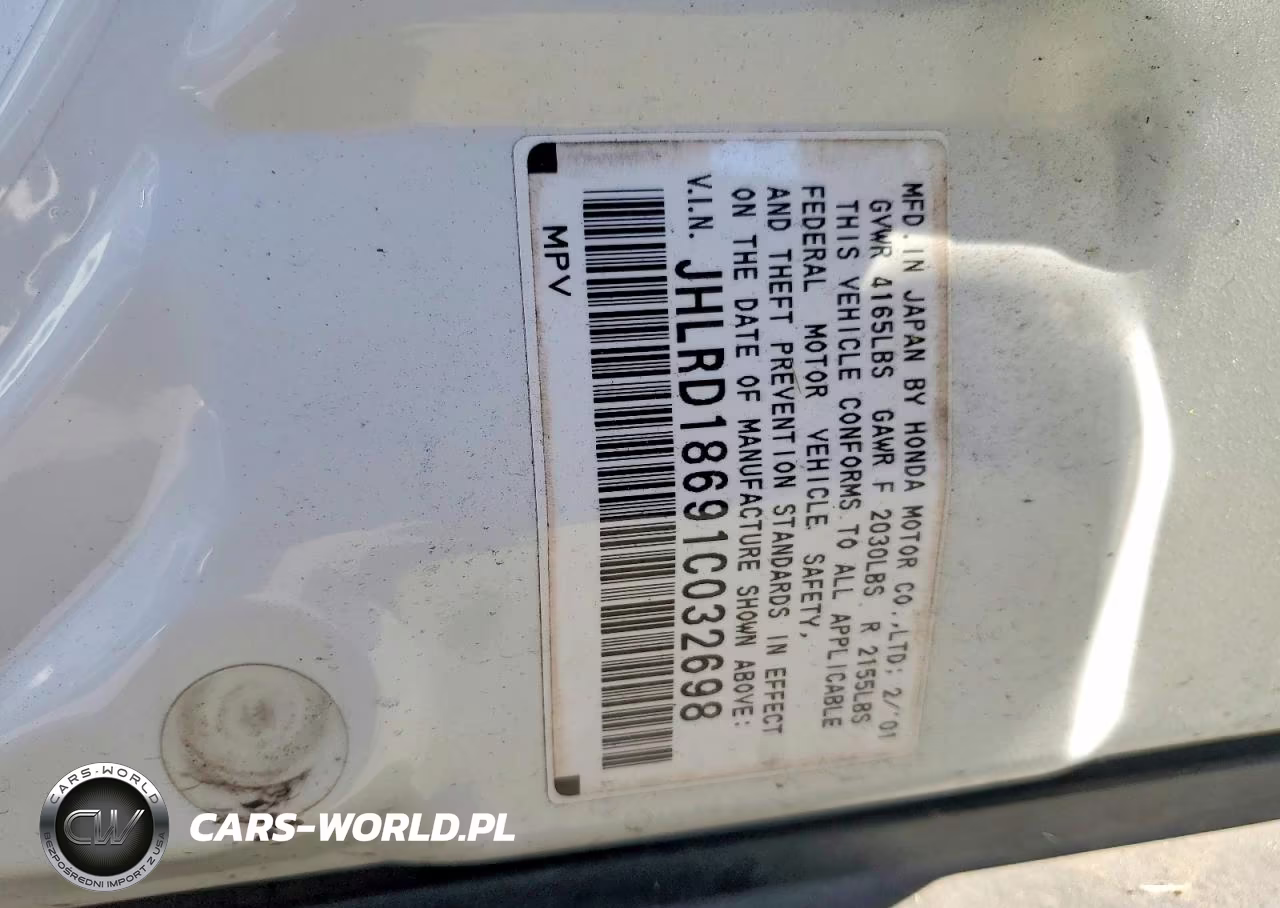 2001 Honda Cr-V Ex VIN:JHLRD18691C032698 - 13