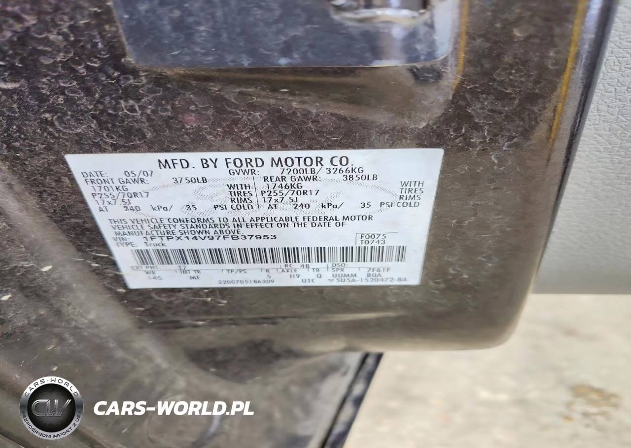 2007 Ford F150 VIN:1FTPX14V97FB37953 - 12