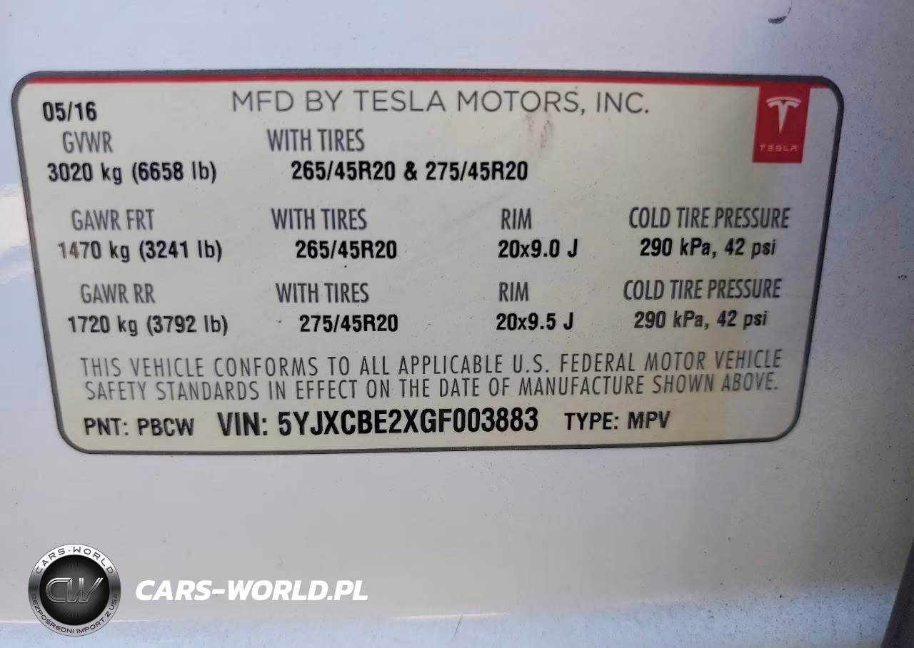 2016 Tesla Model X VIN:5YJXCBE2XGF003883 - 13
