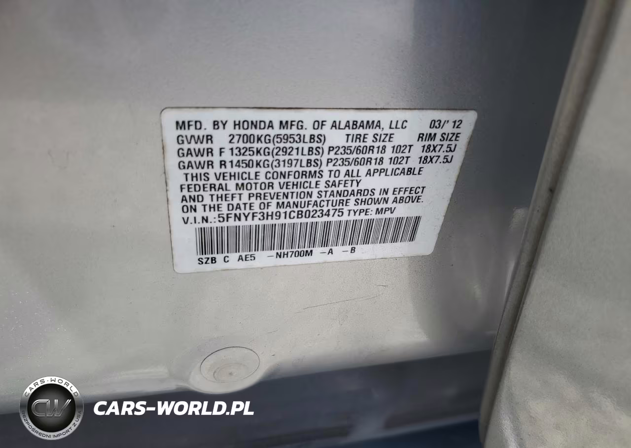 2012 Honda Pilot Touring VIN:5FNYF3H91CB023475 - 12