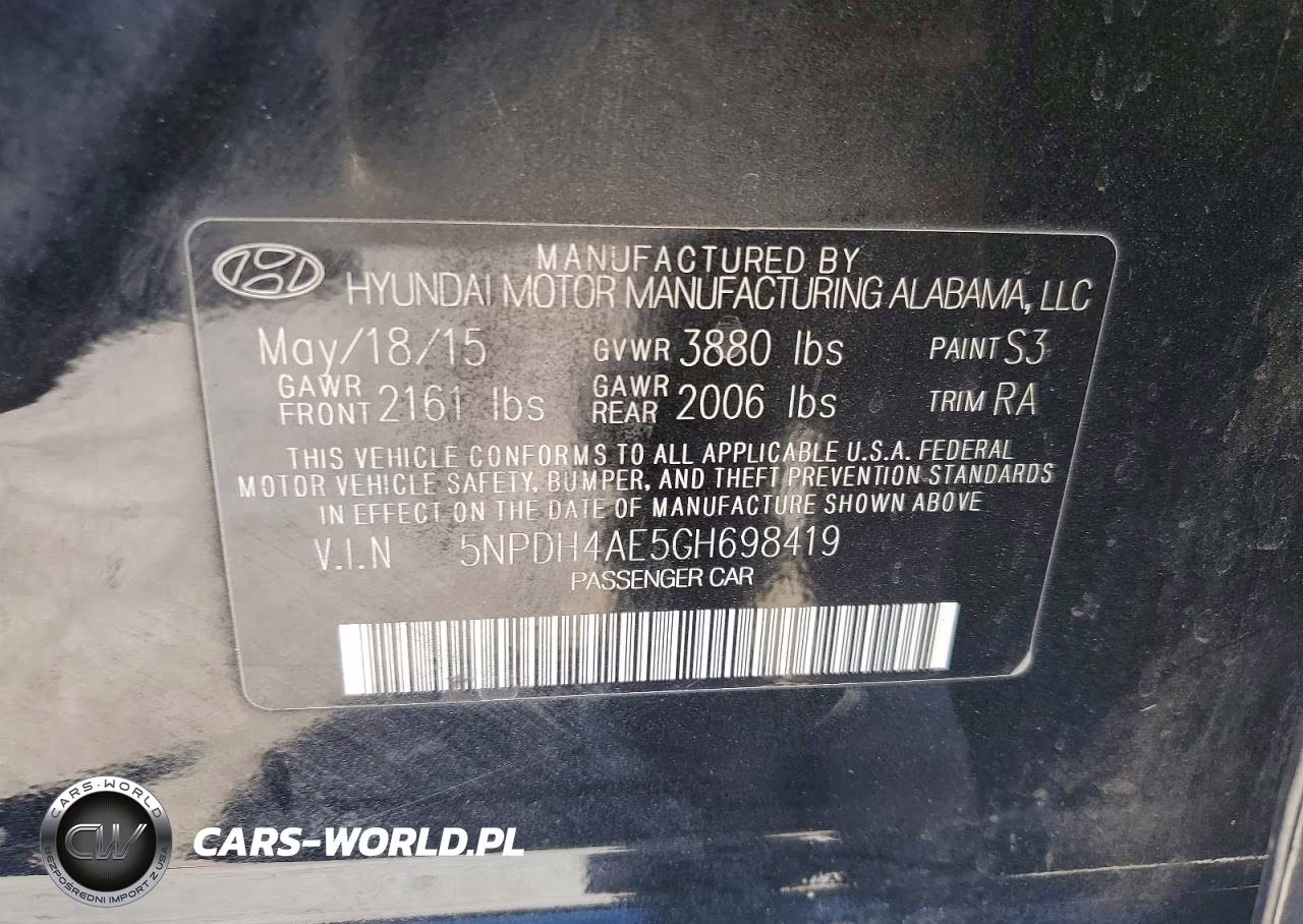 2016 Hyundai Elantra Se VIN:5NPDH4AE5GH698419 - 12