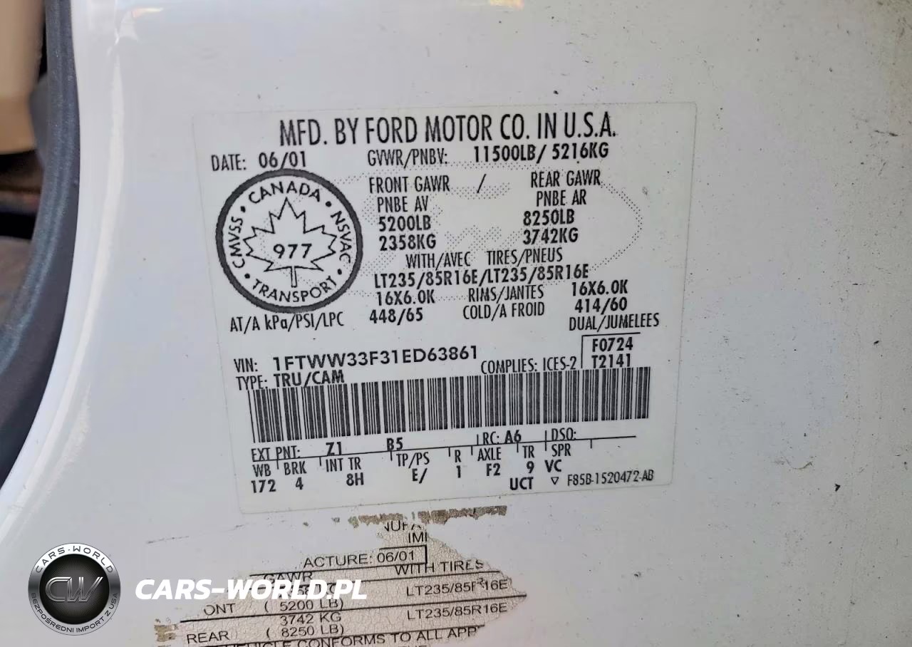 2001 Ford F350 Super Duty VIN:1FTWW33F31ED63861 - 12