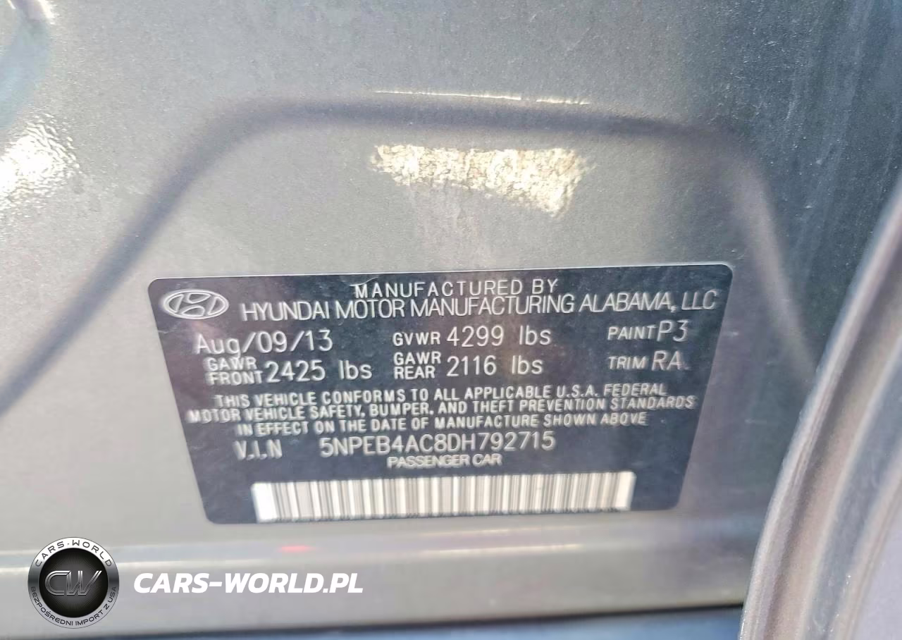 2013 Hyundai Sonata Gls VIN:5NPEB4AC8DH792715 - 12