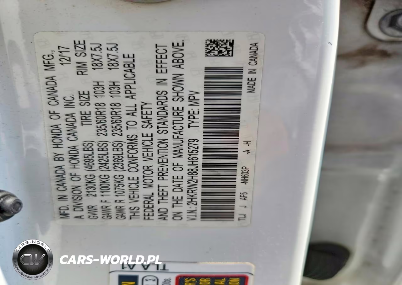 2018 Honda Cr-V Exl VIN:2HKRW2H88JH615279 - 12