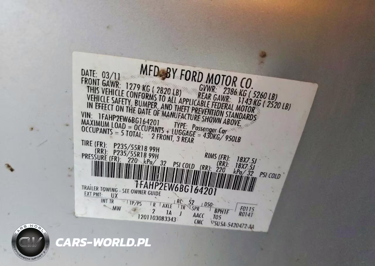 2011 Ford Taurus Sel VIN:1FAHP2EW6BG164201 - 12