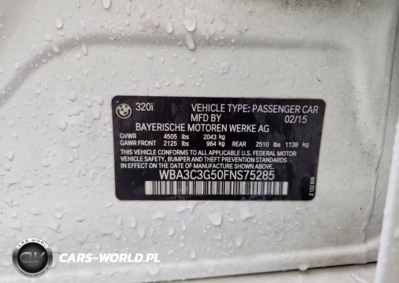 2015 BMW 320 I xDrive VIN:WBA3C3G50FNS75285 - 12