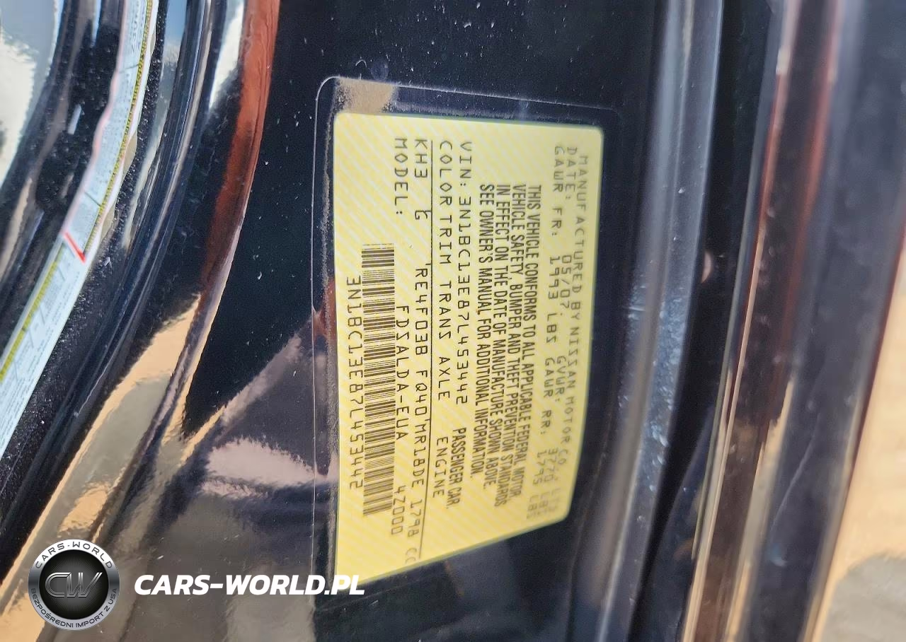 2007 Nissan Versa 1.8 S VIN:3N1BC13E87L453442 - 13