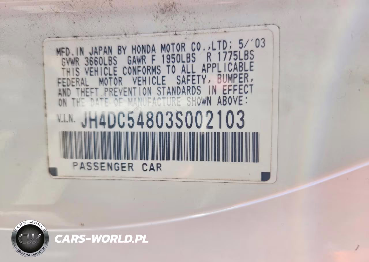 2003 Acura Rsx VIN:JH4DC54803S002103 - 12