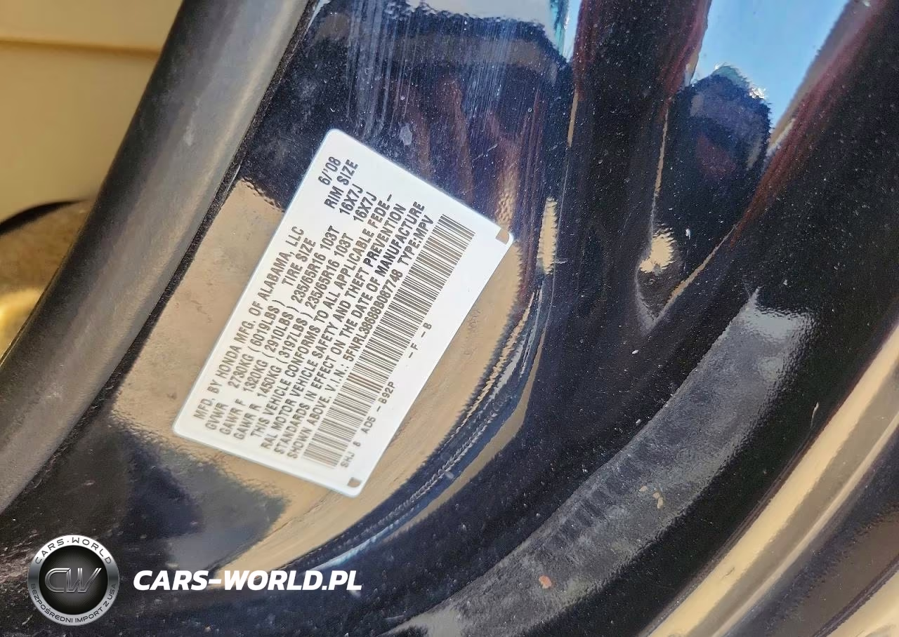 2008 Honda Odyssey Exl VIN:5FNRL38688B087748 - 13
