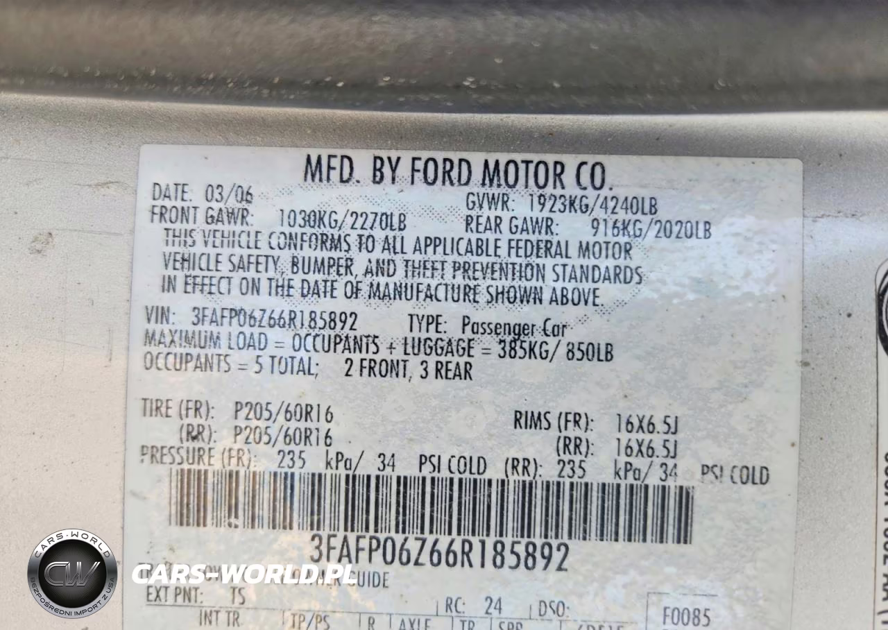 2006 Ford Fusion S VIN:3FAFP06Z66R185892 - 12