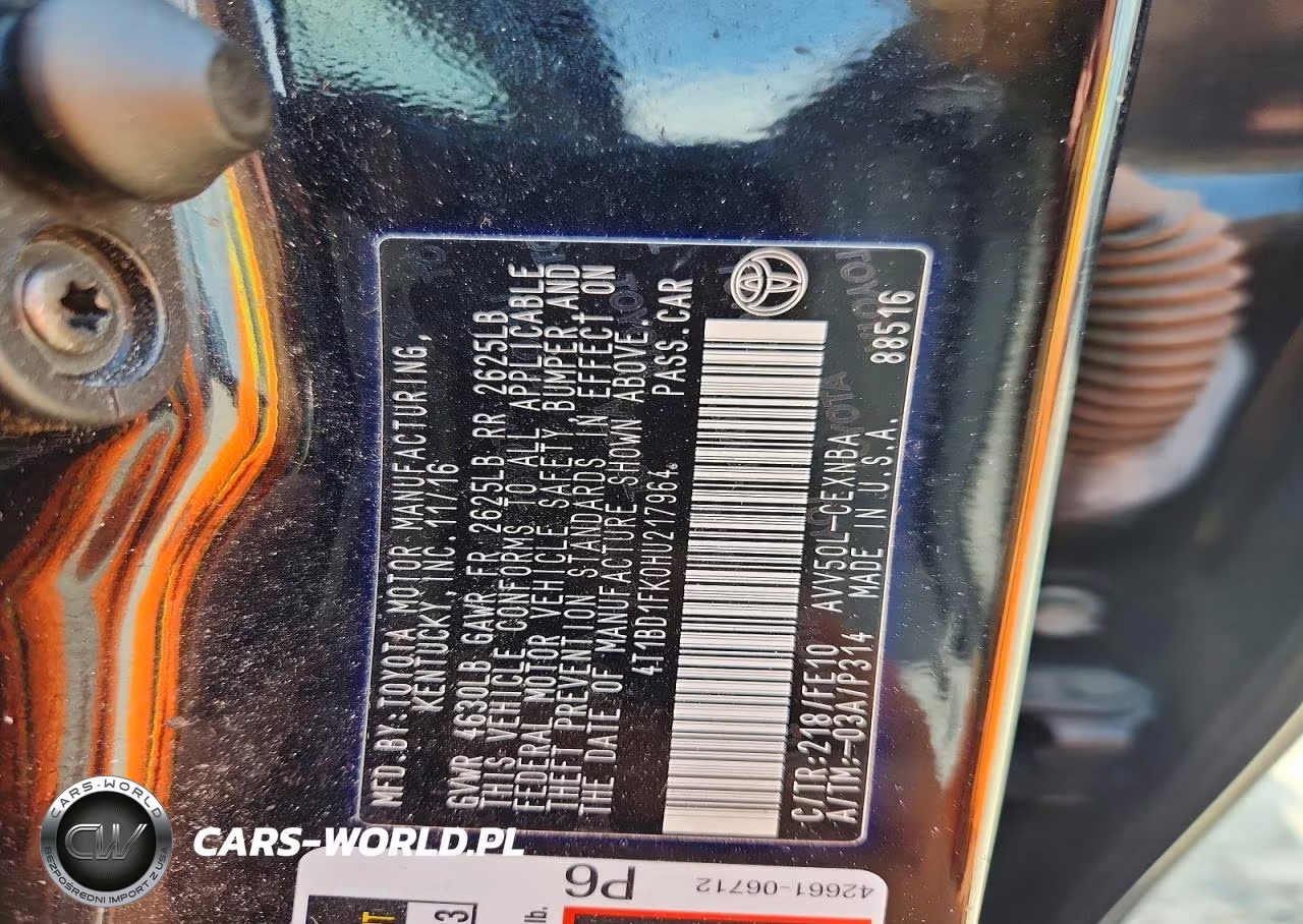 2017 Toyota Camry Hybrid Le VIN:4T1BD1FK0HU217964 - 12