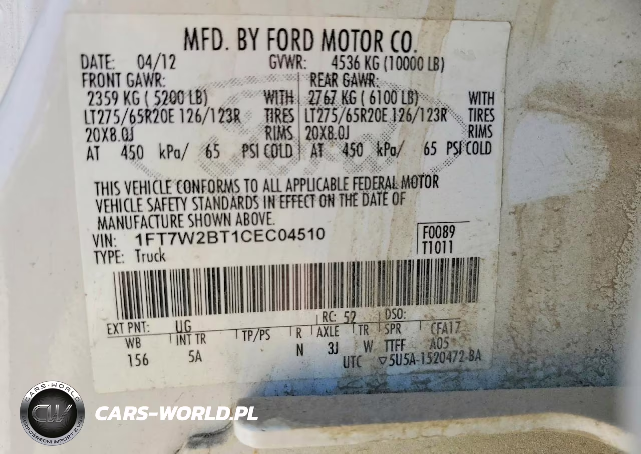 2012 Ford F250 Super Duty VIN:1FT7W2BT1CEC04510 - 12