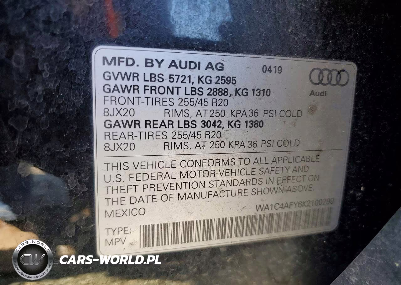 2019 Audi Sq5 Prestige VIN:WA1C4AFY6K2100299 - 13