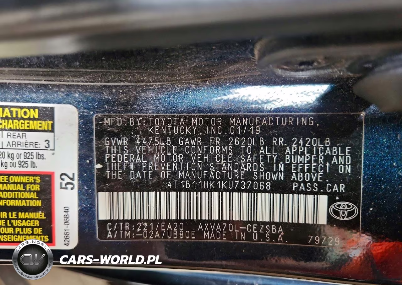 2019 Toyota Camry Se VIN:4T1B11HK1KU737068 - 13