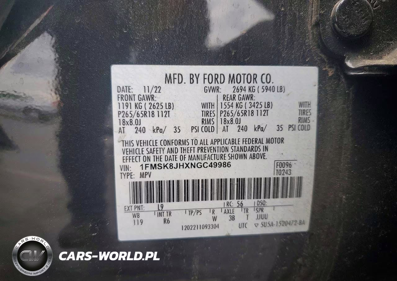 2022 Ford Explorer Timberline VIN:1FMSK8JHXNGC49986 - 13