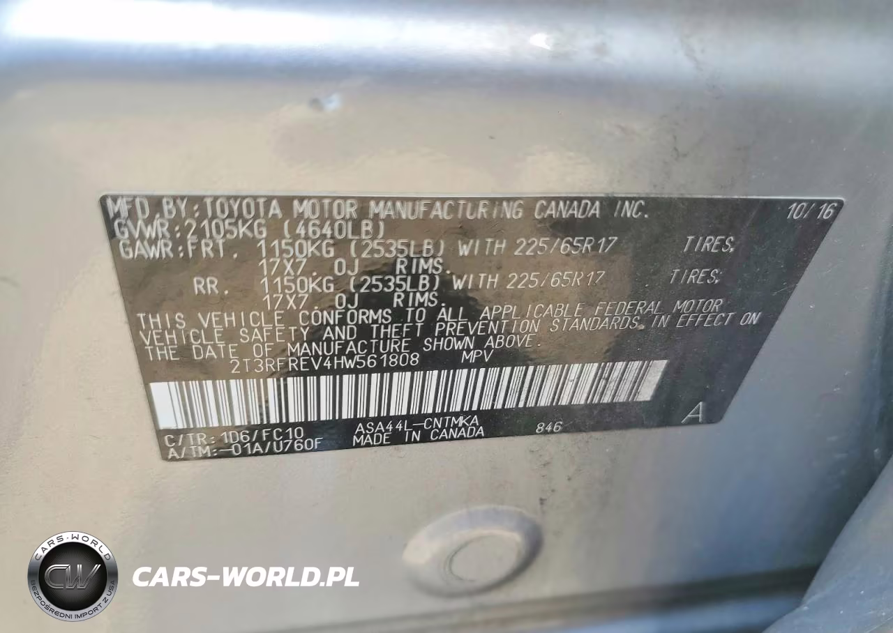 2017 Toyota Rav4 Xle VIN:2T3RFREV4HW561808 - 12