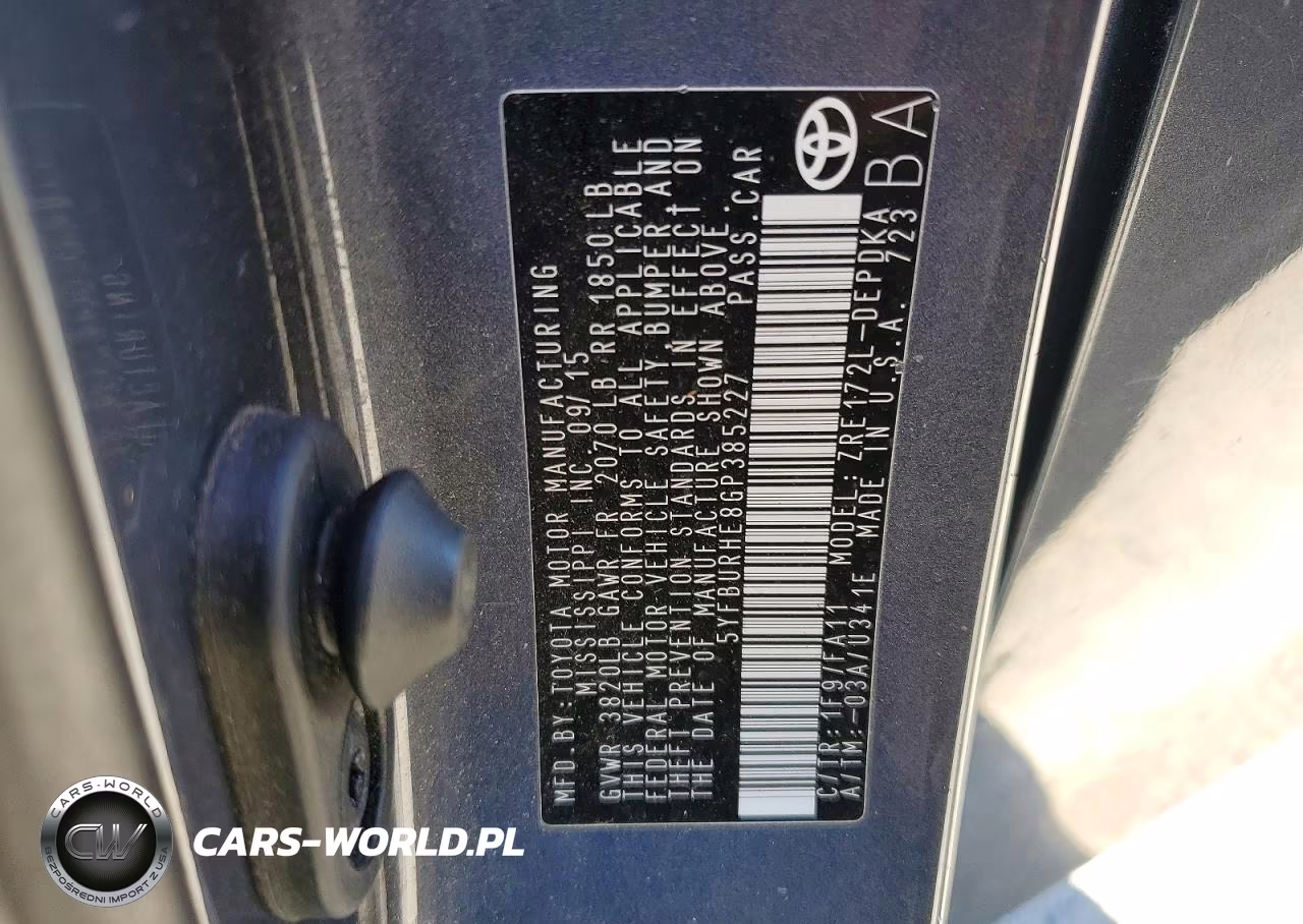 2016 Toyota Corolla L VIN:5YFBURHE8GP385227 - 12