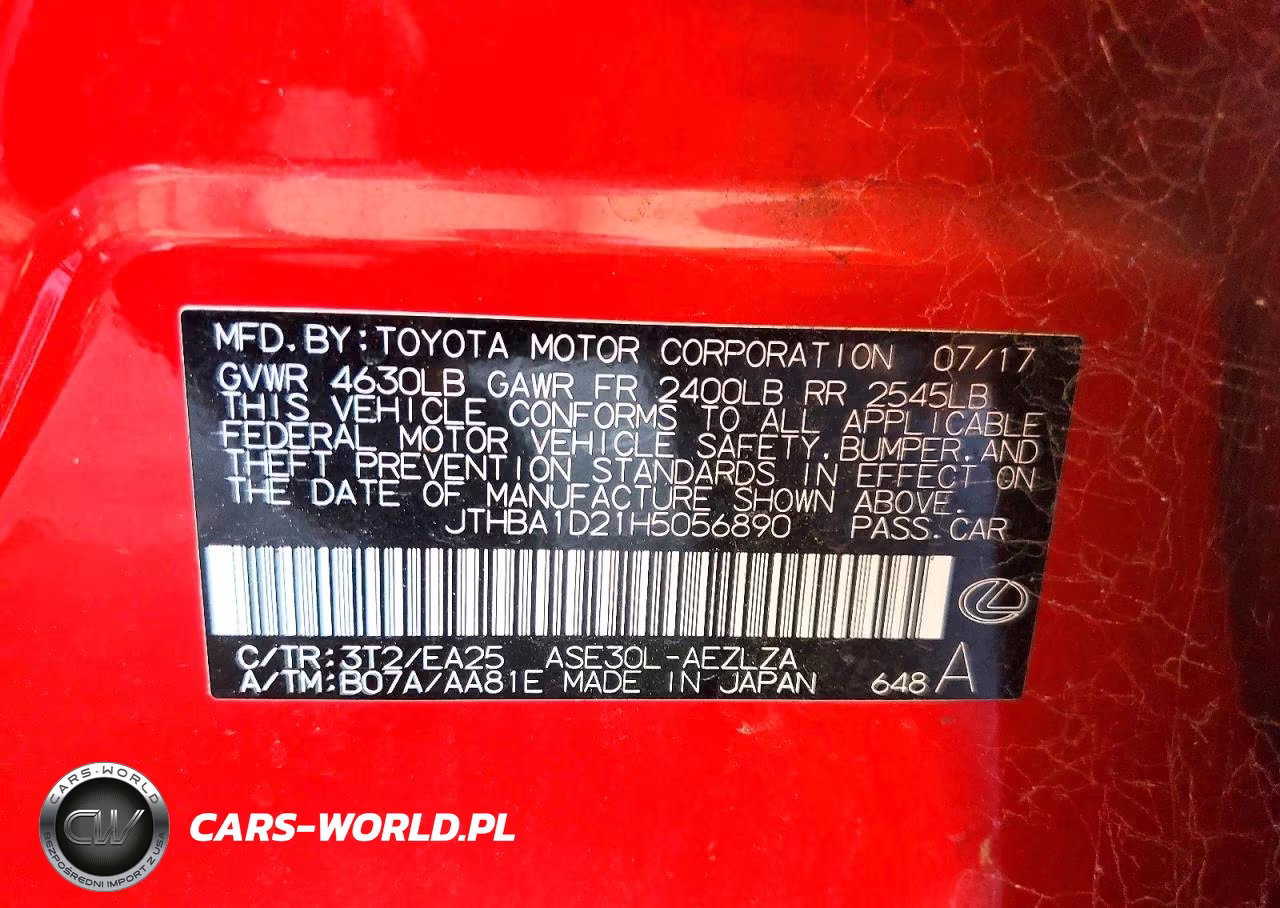 2017 Lexus Is 200T VIN:JTHBA1D21H5056890 - 12