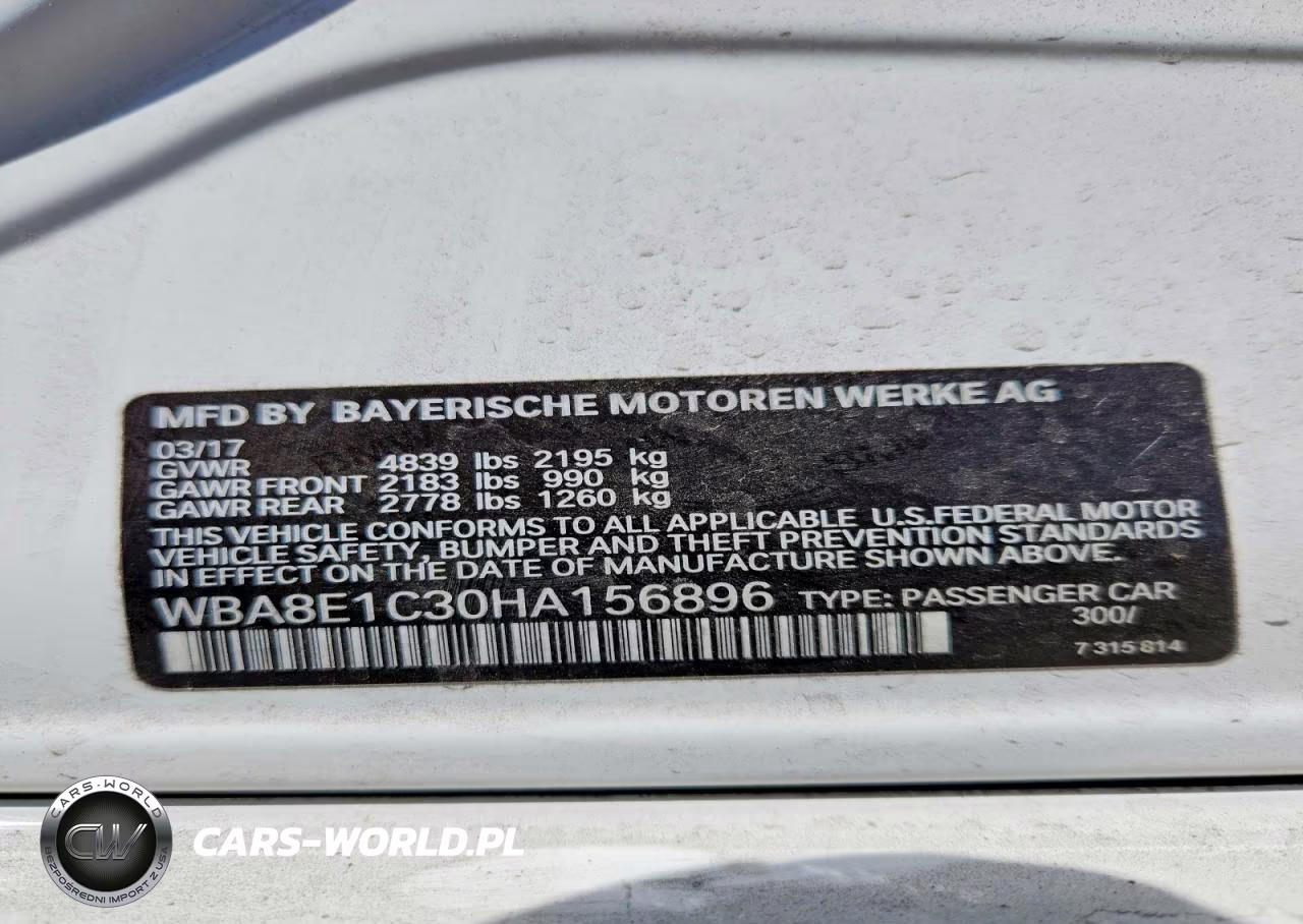 2017 BMW 330E VIN:WBA8E1C30HA156896 - 12