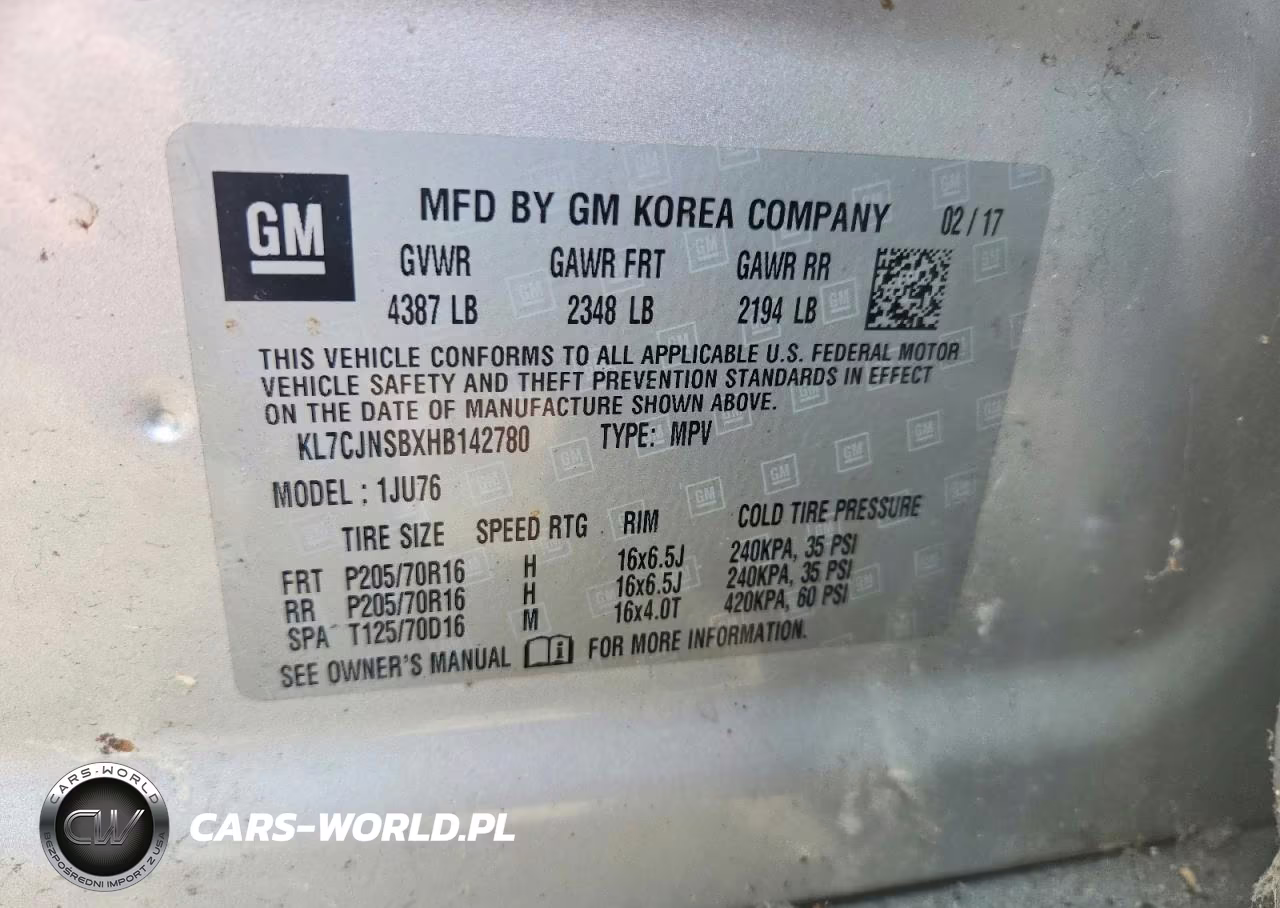 2017 Chevrolet Trax Ls VIN:KL7CJNSBXHB142780 - 13