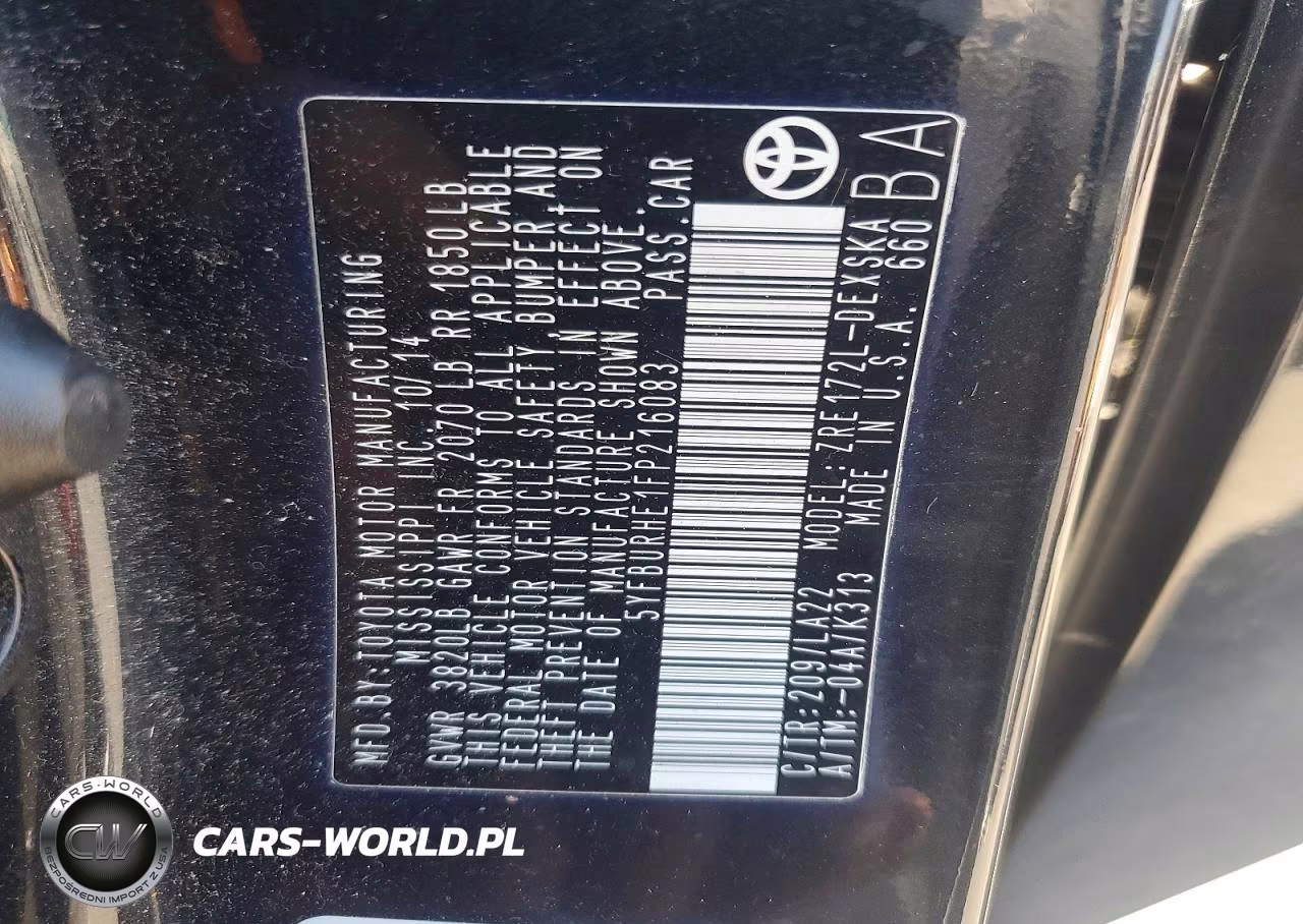 2015 Toyota Corolla S Premium VIN:5YFBURHE1FP216083 - 13