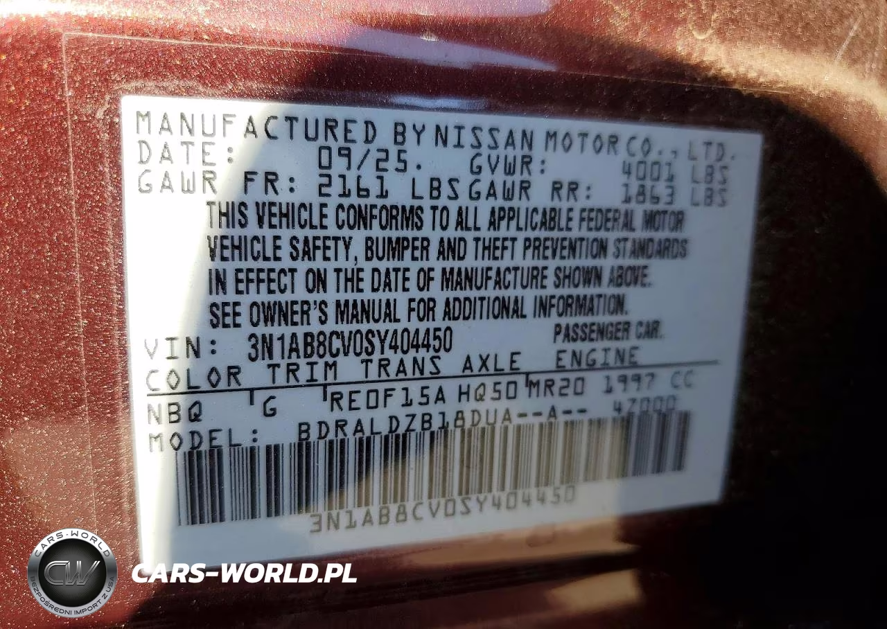 2025 Nissan Sentra Sv VIN:3N1AB8CV0SY404450 - 12