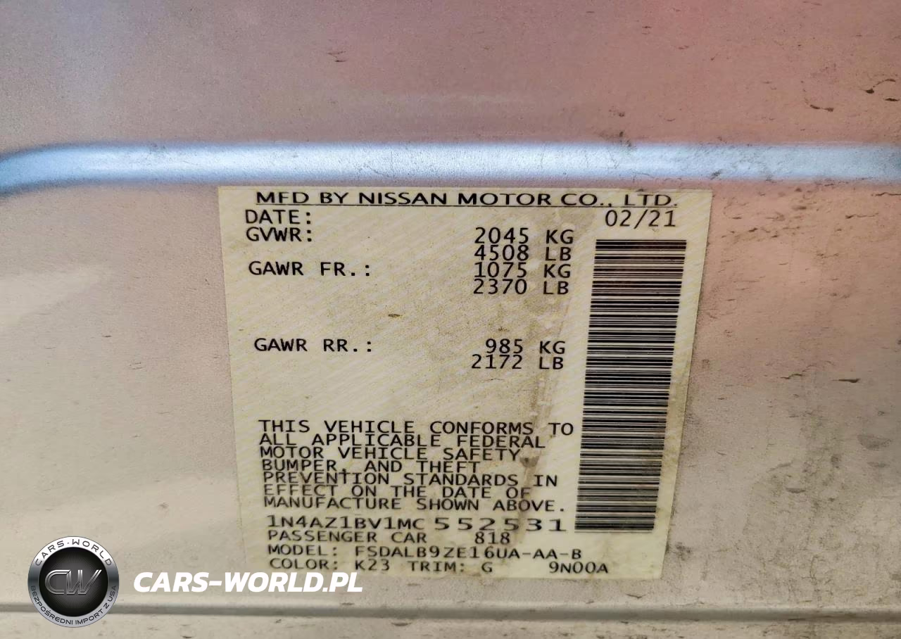 2021 Nissan Leaf S VIN:1N4AZ1BV1MC552531 - 12
