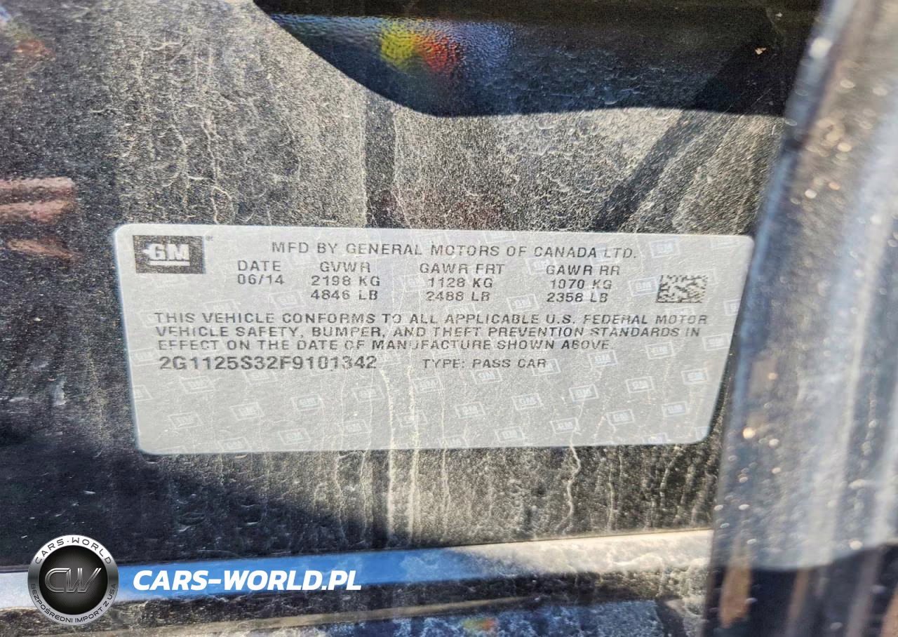 2015 Chevrolet Impala Lt VIN:2G1125S32F9101342 - 12