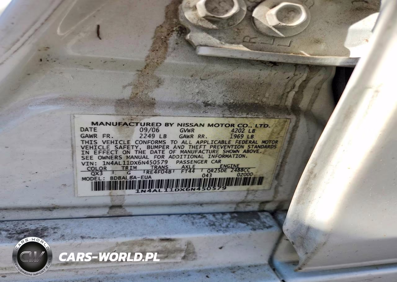 2006 Nissan Altima 2.5 VIN:1N4AL11DX6N450579 - 12