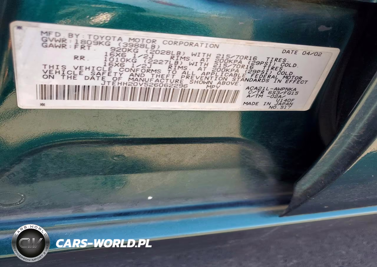 2002 Toyota Rav4 Base VIN:JTEHH20V526062296 - 13