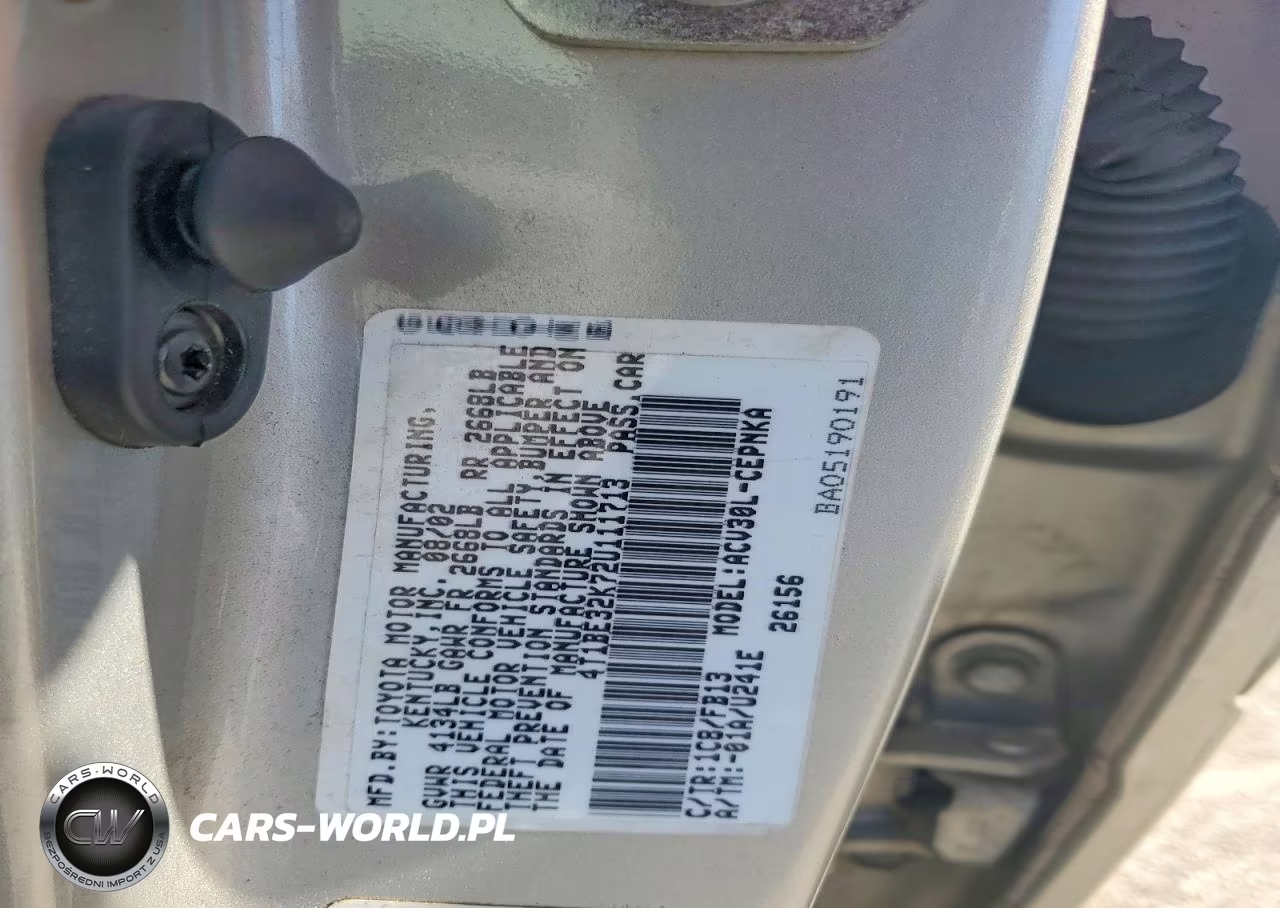 2002 Toyota Camry Le VIN:4T1BE32K72U111713 - 12