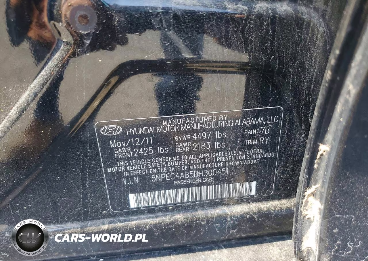 2011 Hyundai Sonata Limited 2.0T VIN:5NPEC4AB5BH300451 - 13