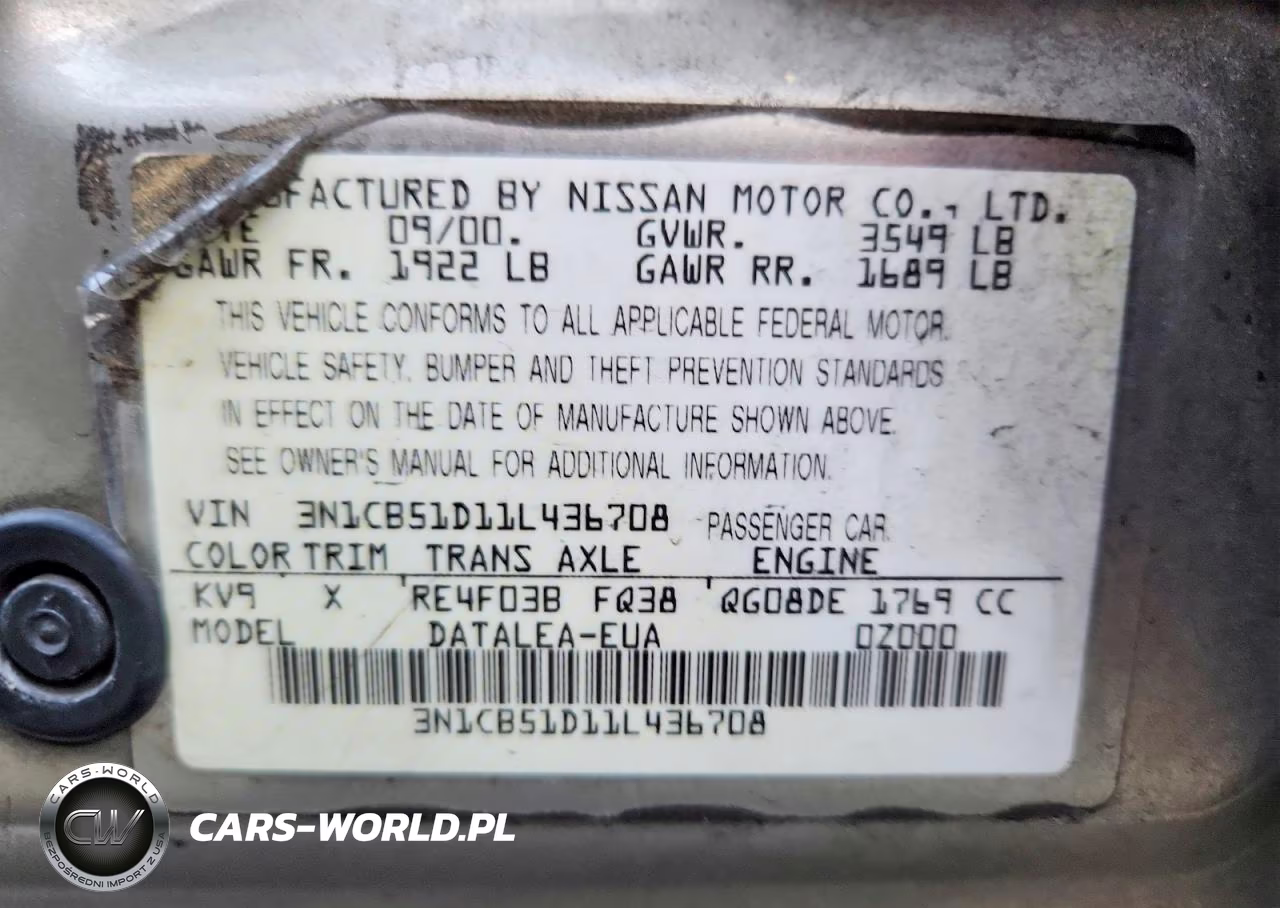 2001 Nissan Sentra Xe VIN:3N1CB51D11L436708 - 13