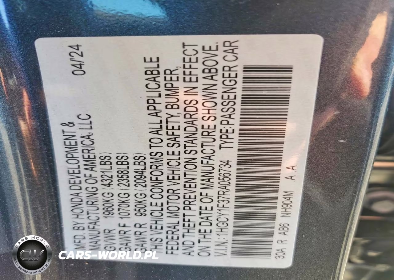 2024 Honda Accord Ex VIN:1HGCY1F37RA056734 - 12