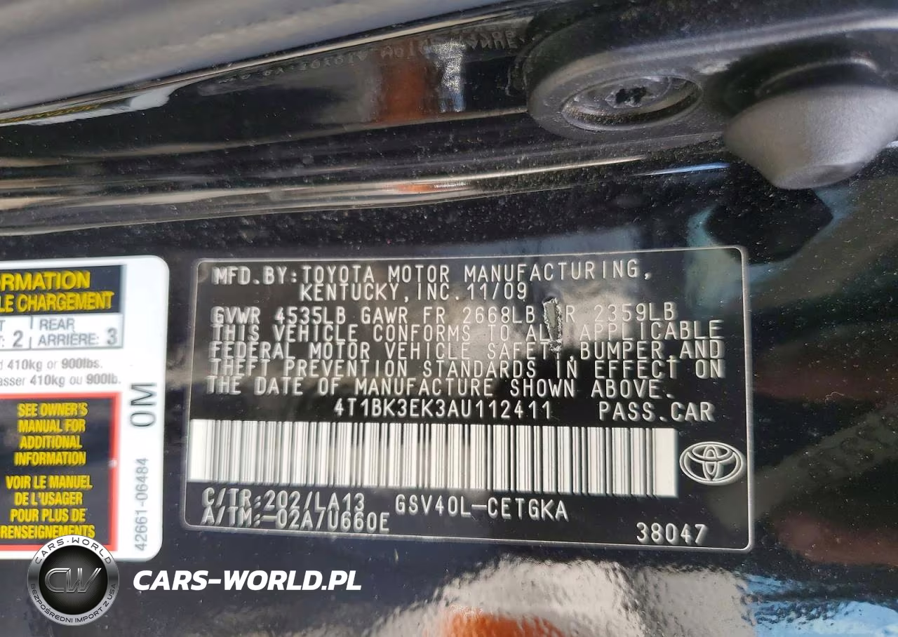 2010 Toyota Camry Xle V6 VIN:4T1BK3EK3AU112411 - 12