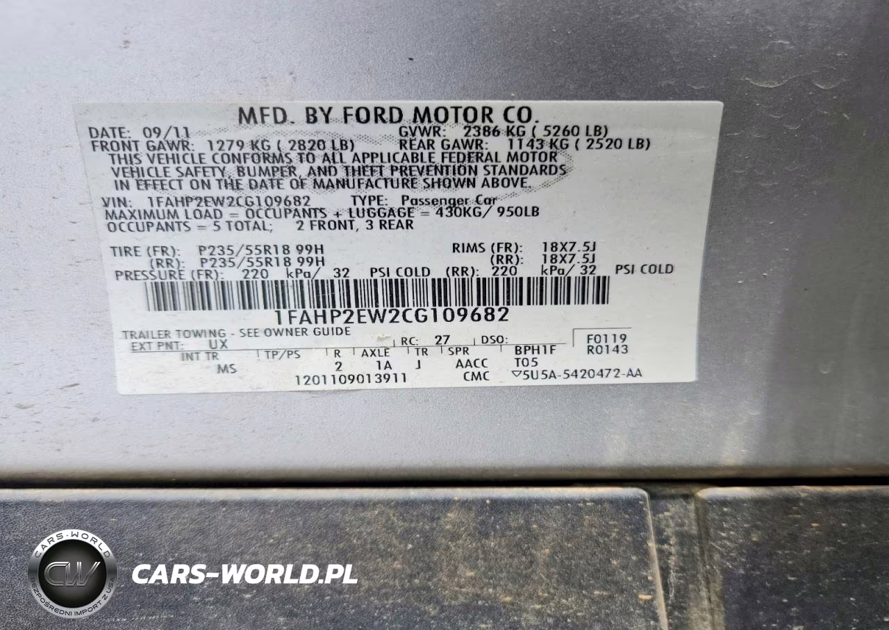 2012 Ford Taurus Sel VIN:1FAHP2EW2CG109682 - 12