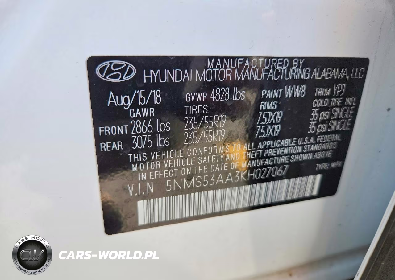 2019 Hyundai Santa Fe Limited 2.0T VIN:5NMS53AA3KH027067 - 13