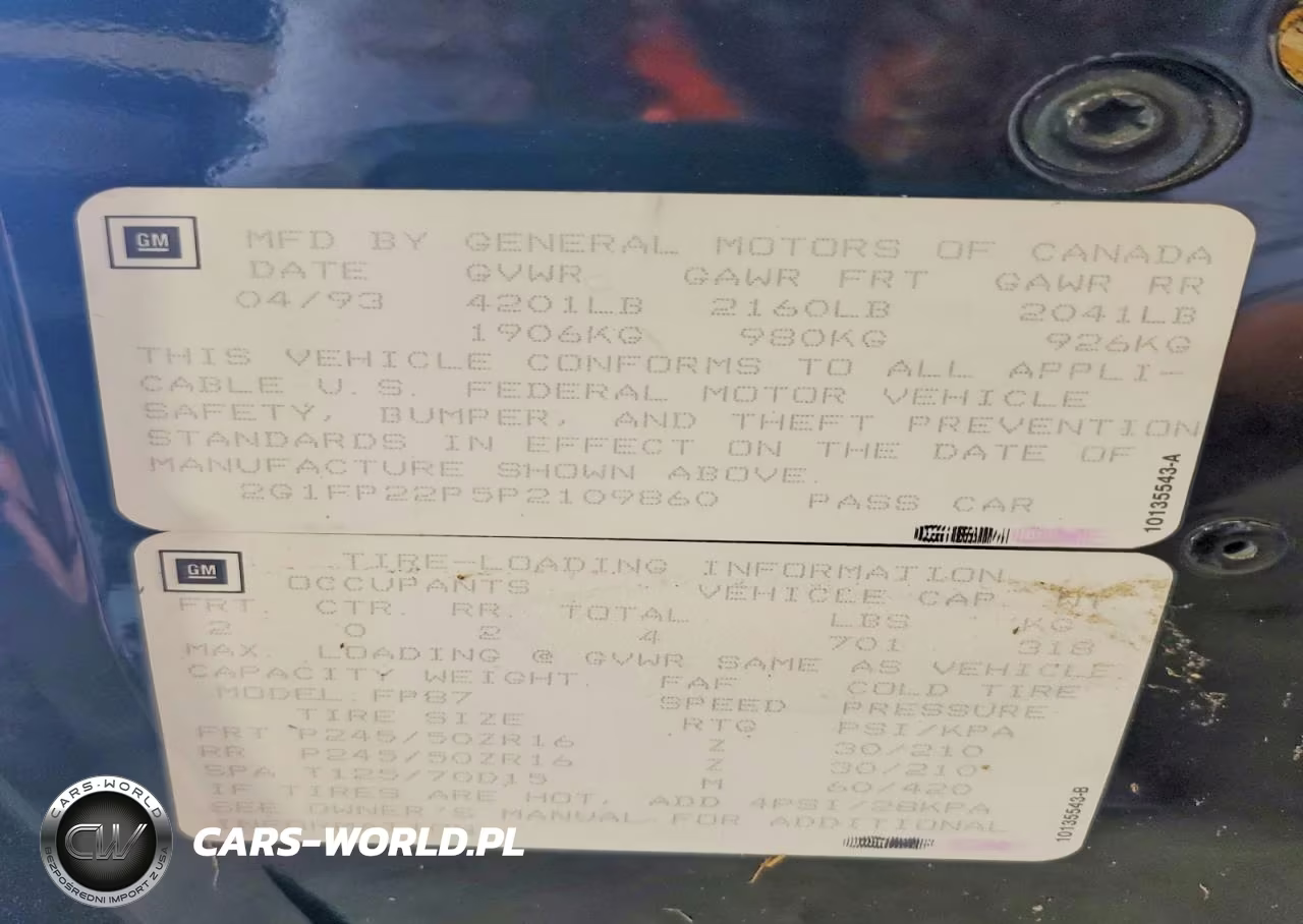 1993 Chevrolet Camaro Z28 VIN:2G1FP22P5P2109860 - 12