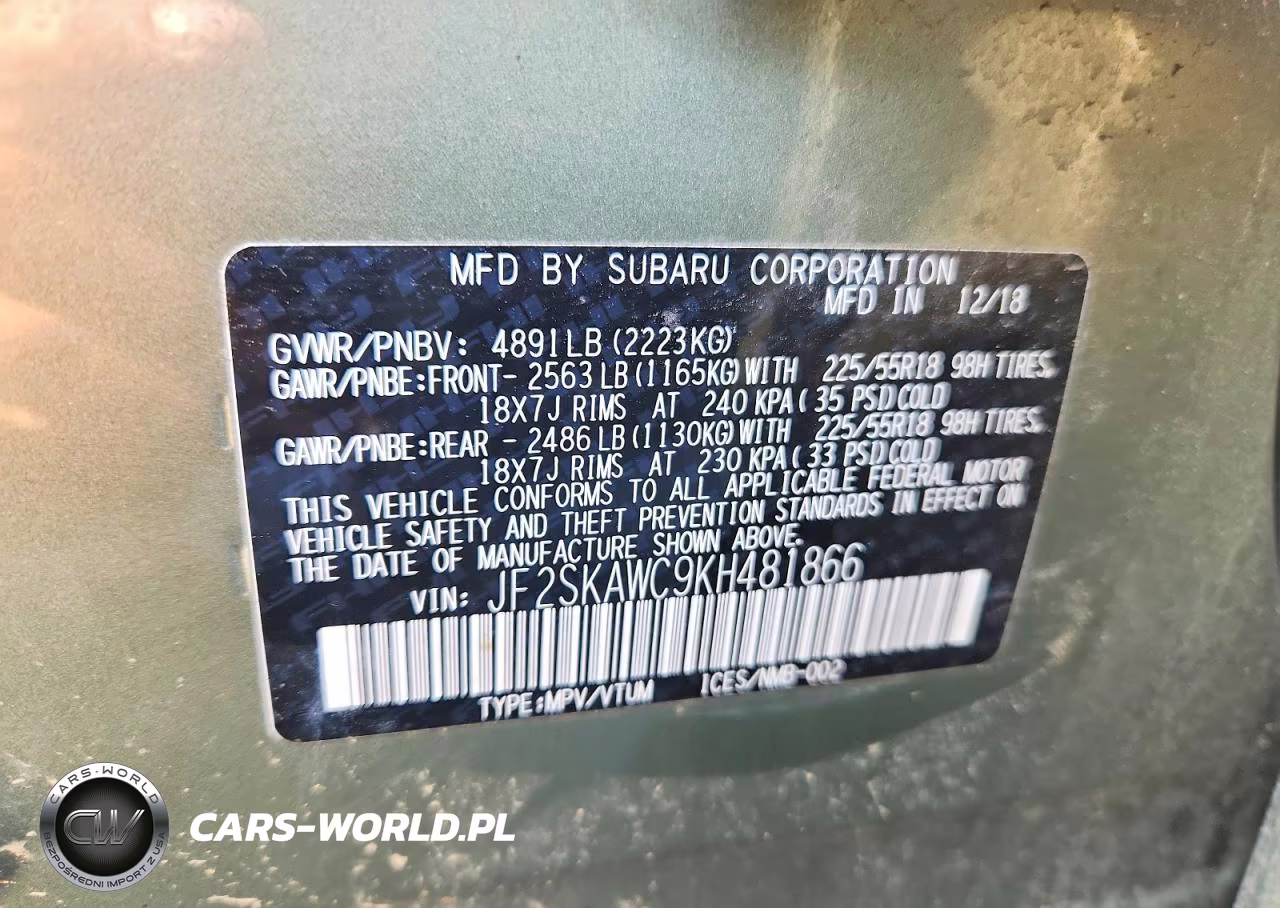 2019 Subaru Forester Touring VIN:JF2SKAWC9KH481866 - 12