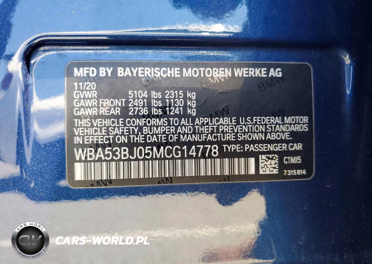 2021 BMW 540 I VIN:WBA53BJ05MCG14778 - 12