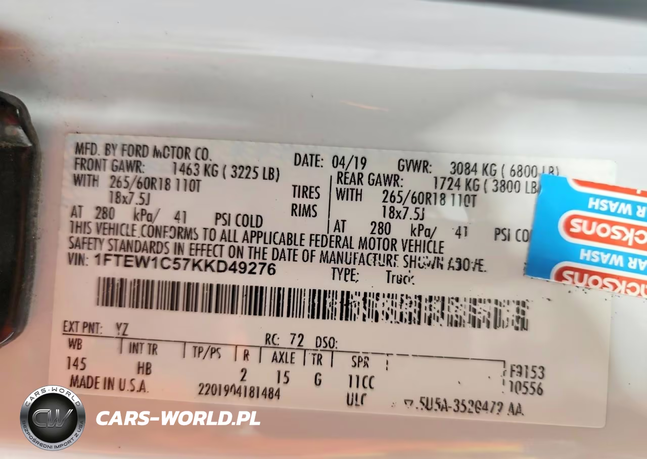 2019 Ford F150 Lariat VIN:1FTEW1C57KKD49276 - 12