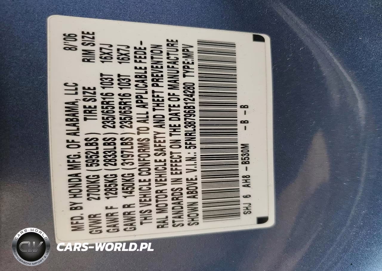 2006 Honda Odyssey Exl VIN:5FNRL38796B124280 - 13